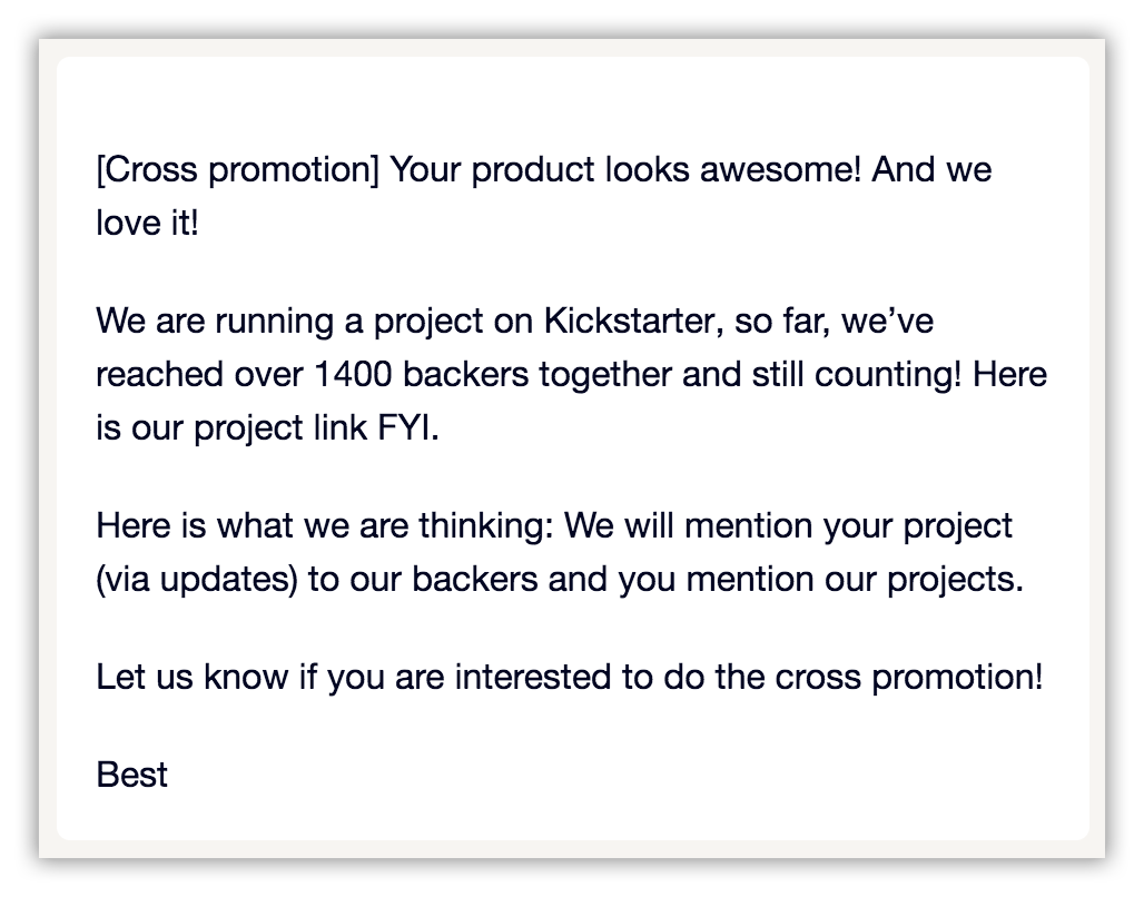 Kickstarter cross promotions